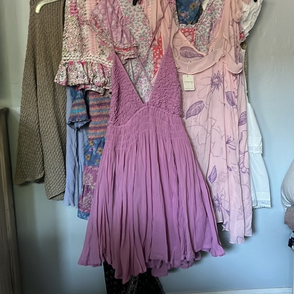 Free people forever favorite mini dress halter smocked bareback cross strappy - Picture 6 of 17